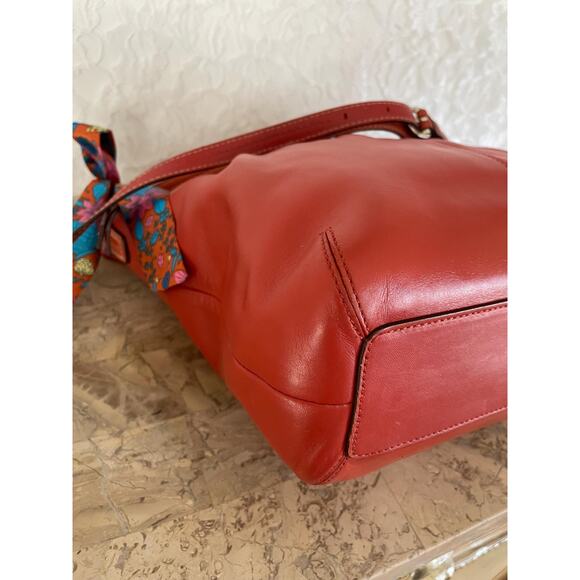 Coach Ergo Pleated hobo/soho red-orange Leather Shoulder Bag F13764 - Picture 9 of 11